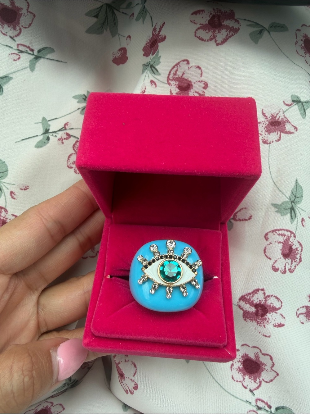 Kurt Geiger Turquoise Evil Eye Ring with Crystal Accent